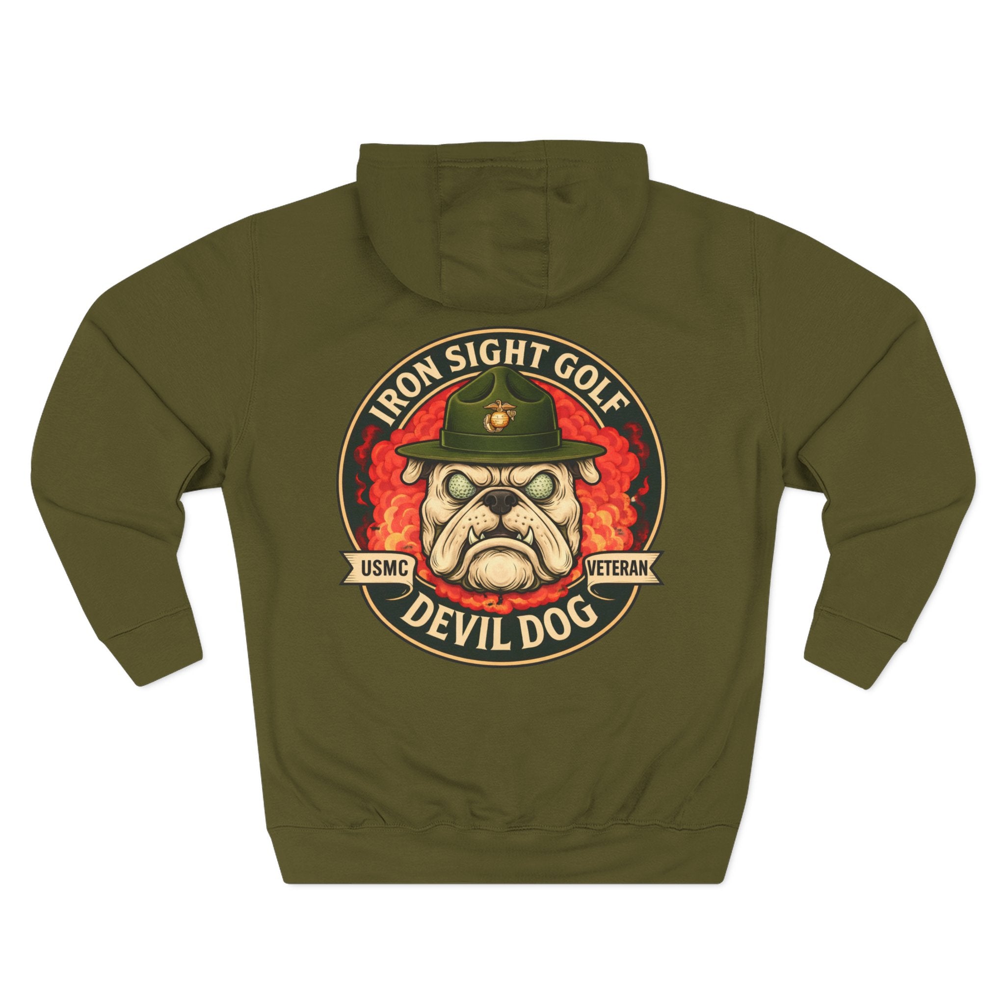 Marine Devil Dog USMC Bulldog Golf Hoodie - image 7