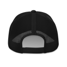 Iron Sight Golf white embroidered trucker hat in black - back view