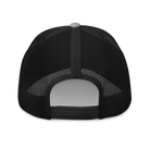 Iron Sight Golf black embroidered trucker hat in heather and black - back view