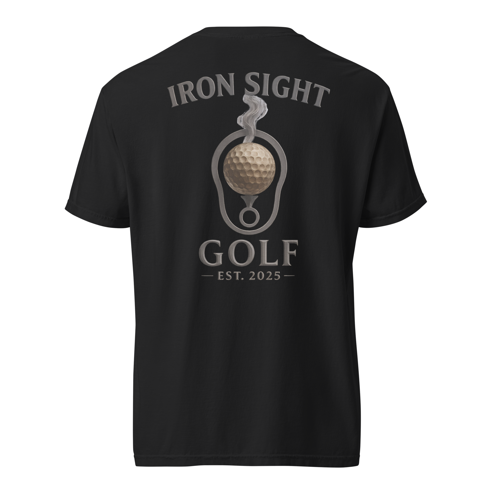 Iron Sight Golf Barrel Logo Cotton Tee - Premium Comfort Iron Sight Golf Tee - Iron Sight Golf