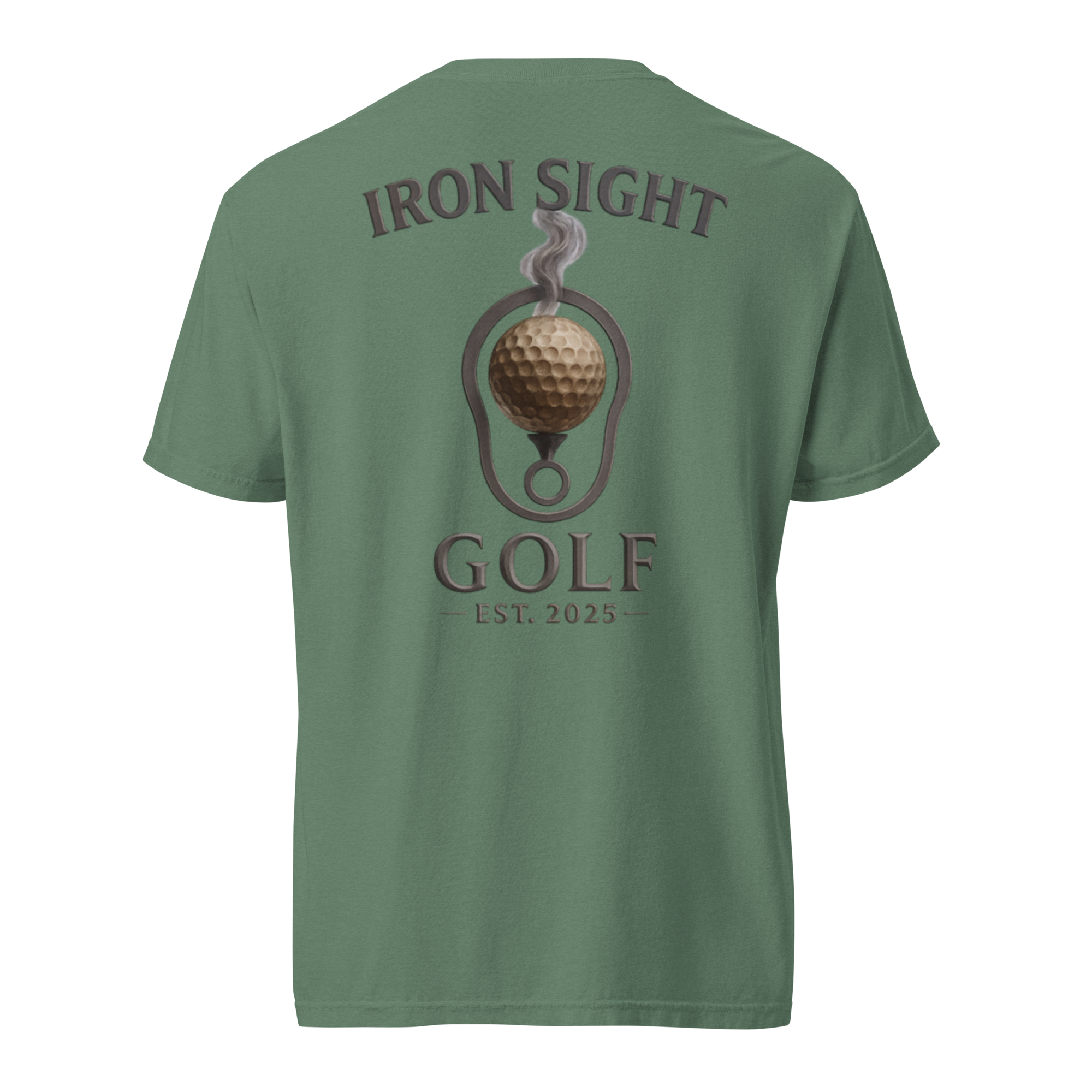 Iron Sight Golf Barrel Logo Cotton Tee - Premium Comfort Iron Sight Golf Tee - Iron Sight Golf