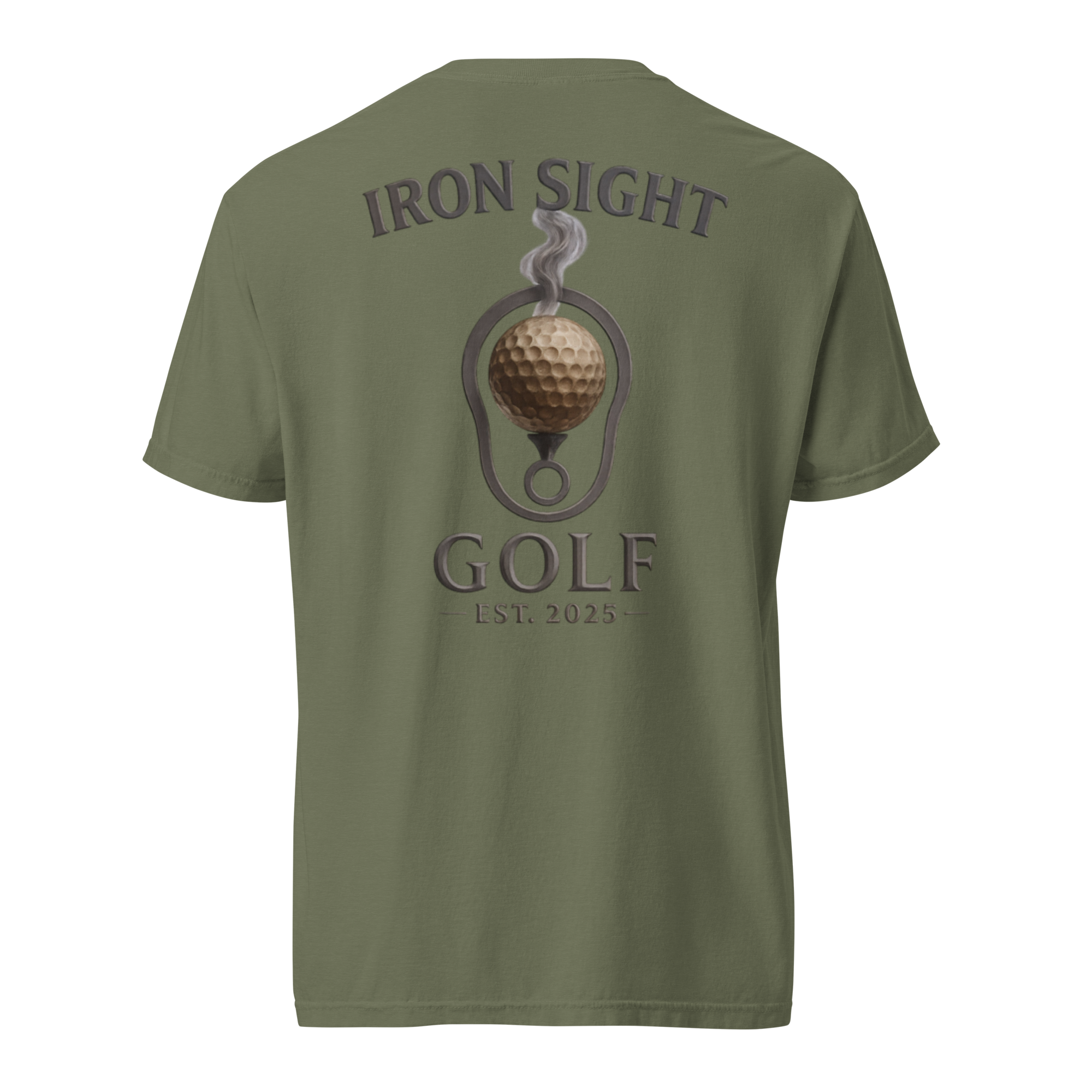 Iron Sight Golf Barrel Logo Cotton Tee - Premium Comfort Iron Sight Golf Tee - Iron Sight Golf