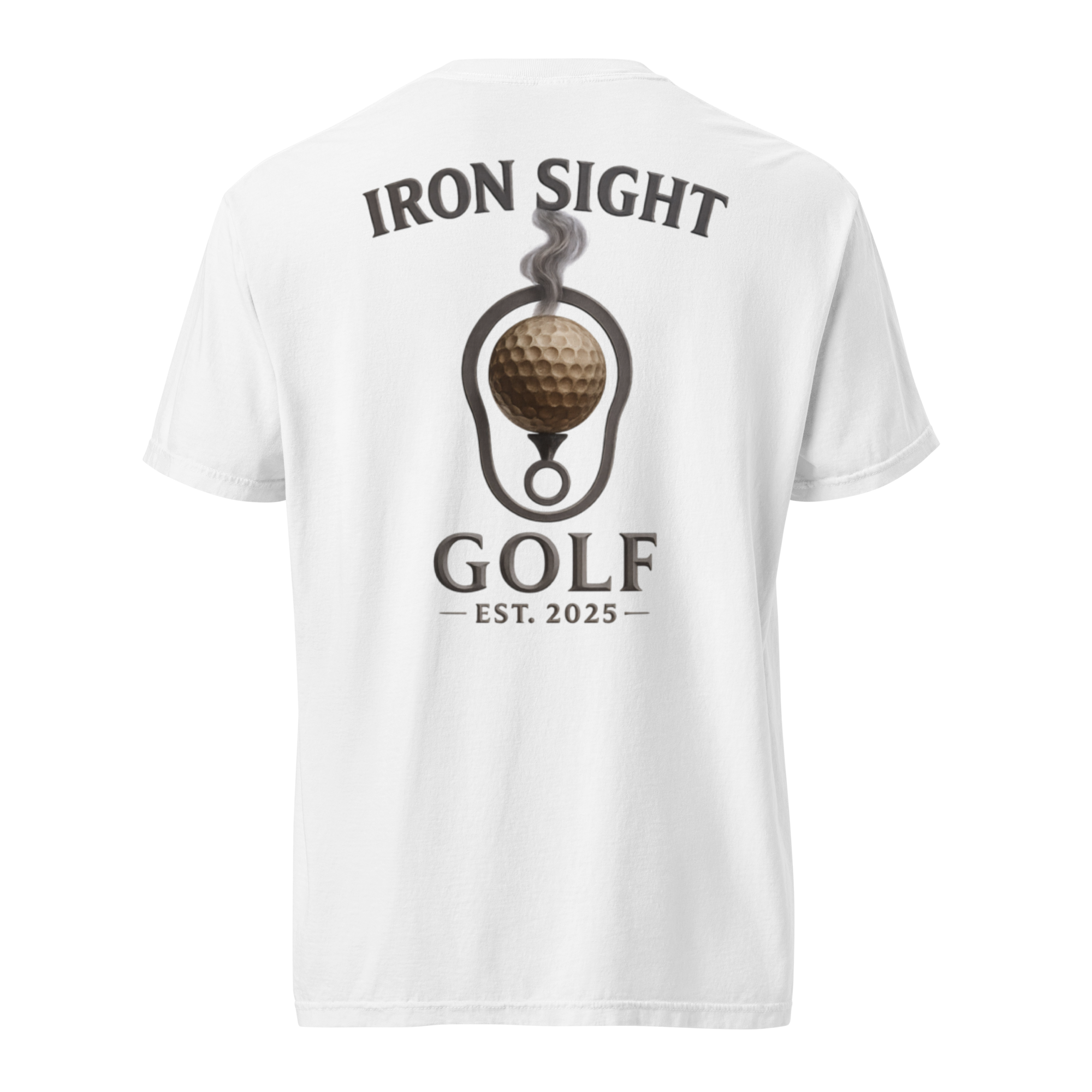 Iron Sight Golf Barrel Logo Cotton Tee - Premium Comfort Iron Sight Golf Tee - Iron Sight Golf
